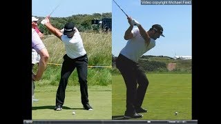 Jon Rahm golf swing  Long Iron faceon amp downtheline July 2017 [upl. by Bellis]