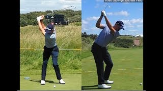 Justin Thomas golf swing  Long Iron faceon amp downtheline July 2017 [upl. by Lodhia]