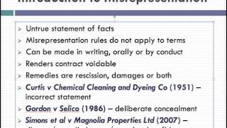 Misrepresentation Lecture 1 of 4 [upl. by Anyg]